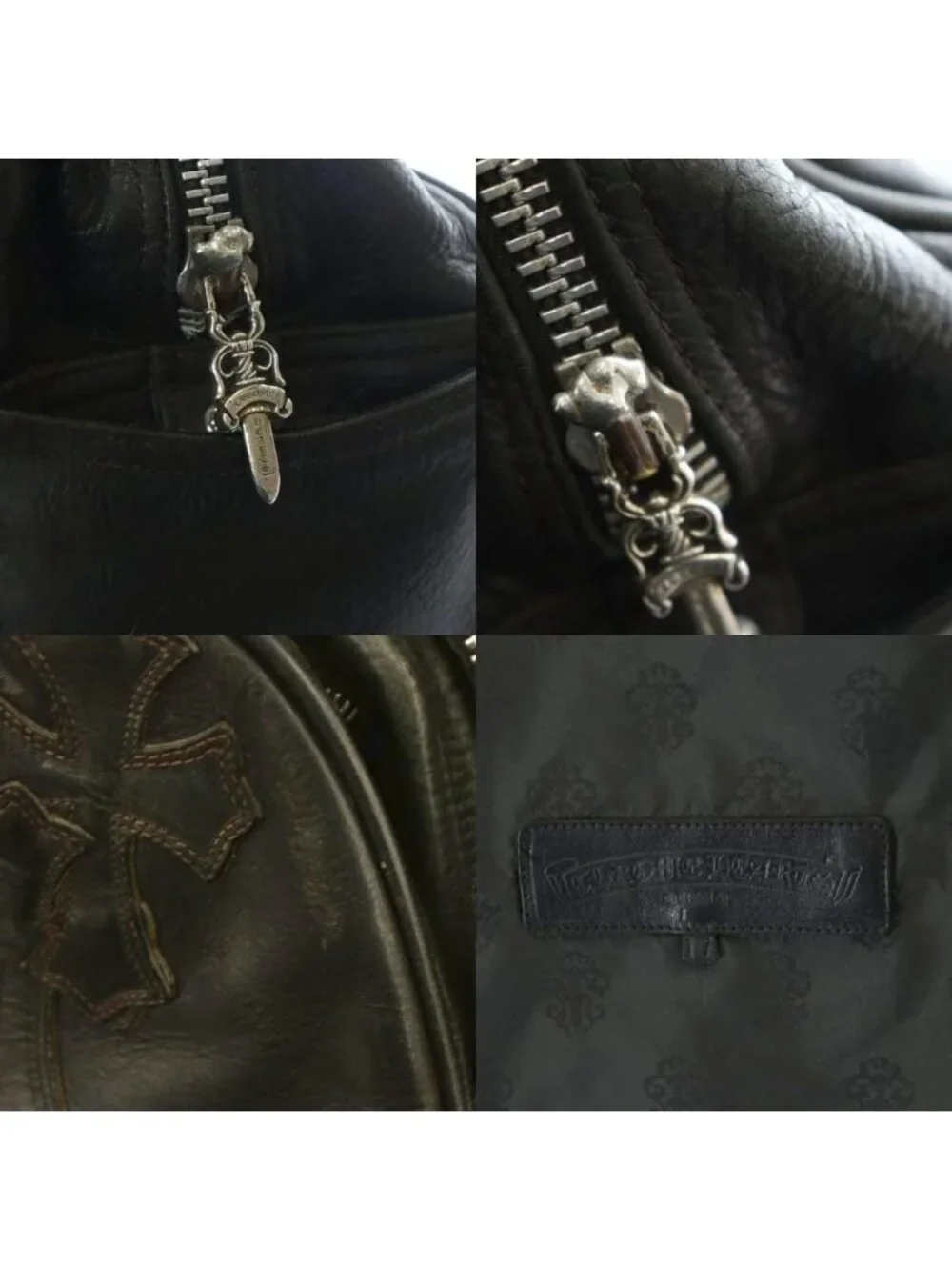 Chrome Hearts Gym MD Gym Tote Cemetery Cross Patch Leather Dagger 925 Sterling